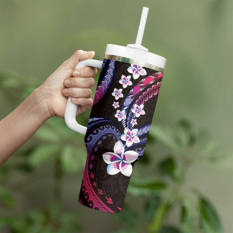 Hawaii Plumeria Custom Stanley Quencher 40oz Stainless Steel Tumbler With Handle - Threewoofs - Image 3