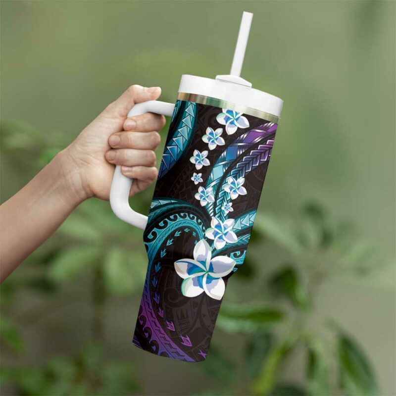 Hawaii Plumeria Custom Stanley Quencher 40oz Stainless Steel Tumbler With Handle - Threewoofs - Image 3