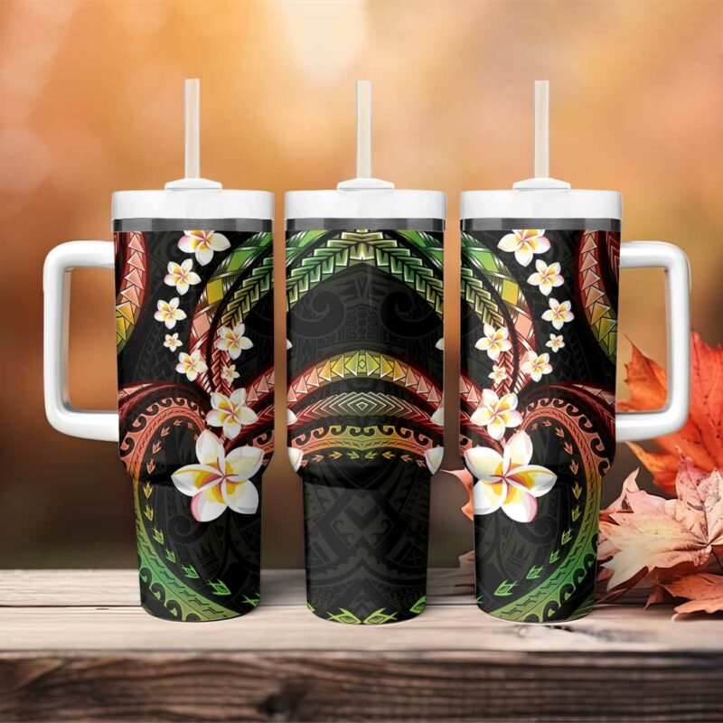 Hawaii Plumeria Reggae Custom Stanley Quencher 40oz Stainless Steel Tumbler With Handle - Threewoofs - Image 4