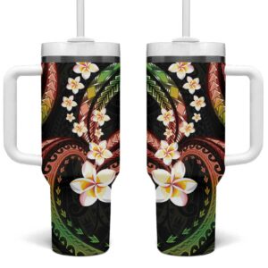 Hawaii Plumeria Reggae Custom Stanley Quencher 40oz Stainless Steel Tumbler With Handle - Threewoofs