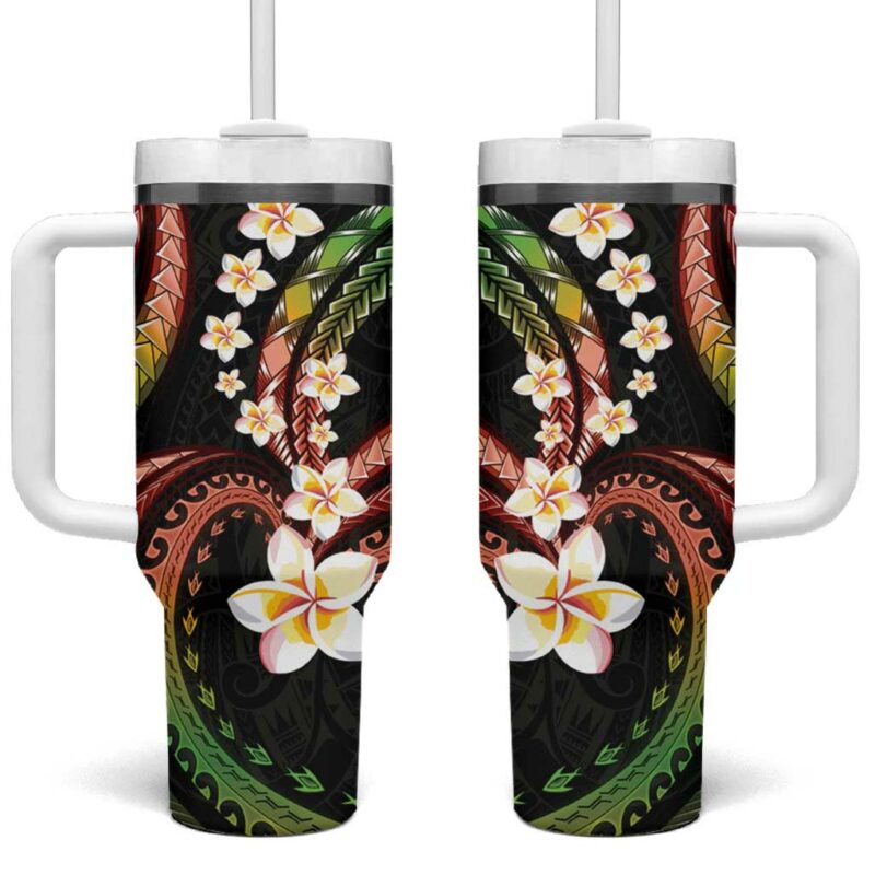 Hawaii Plumeria Reggae Custom Stanley Quencher 40oz Stainless Steel Tumbler With Handle - Threewoofs