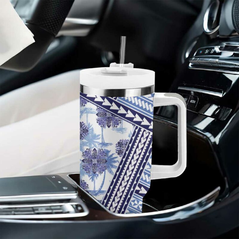 Hawaii Quilt Kakau Polynesian Blue Custom Stanley Quencher 40oz Stainless Steel Tumbler With Handle - Threewoofs - Image 8