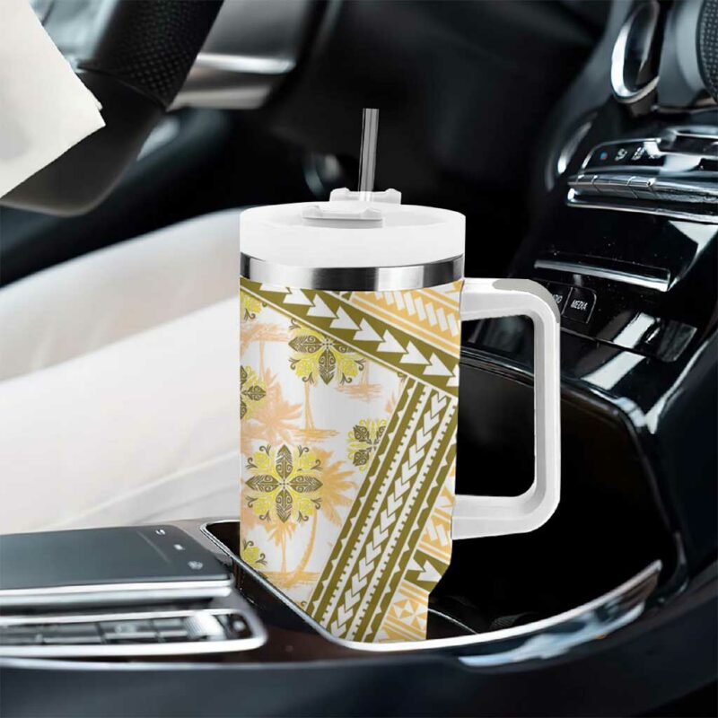 Hawaii Quilt Kakau Polynesian Gold Custom Stanley Quencher 40oz Stainless Steel Tumbler With Handle - Threewoofs - Image 8