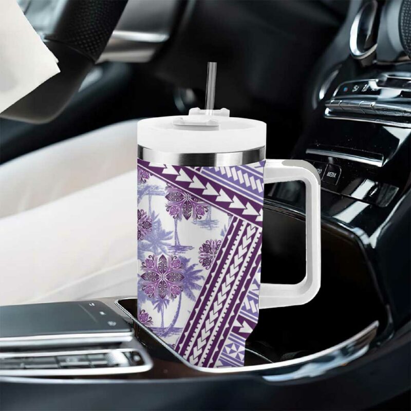Hawaii Quilt Kakau Polynesian Lilac Custom Stanley Quencher 40oz Stainless Steel Tumbler With Handle - Threewoofs - Image 8