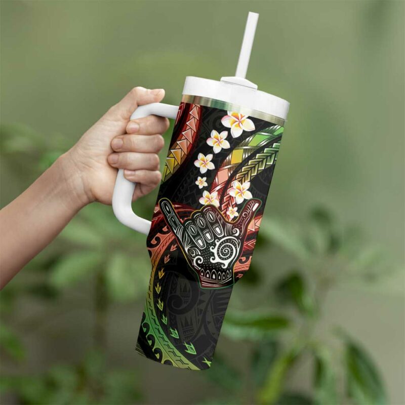 Hawaii Shaka Sign Custom Stanley Quencher 40oz Stainless Steel Tumbler With Handle - Threewoofs - Image 3