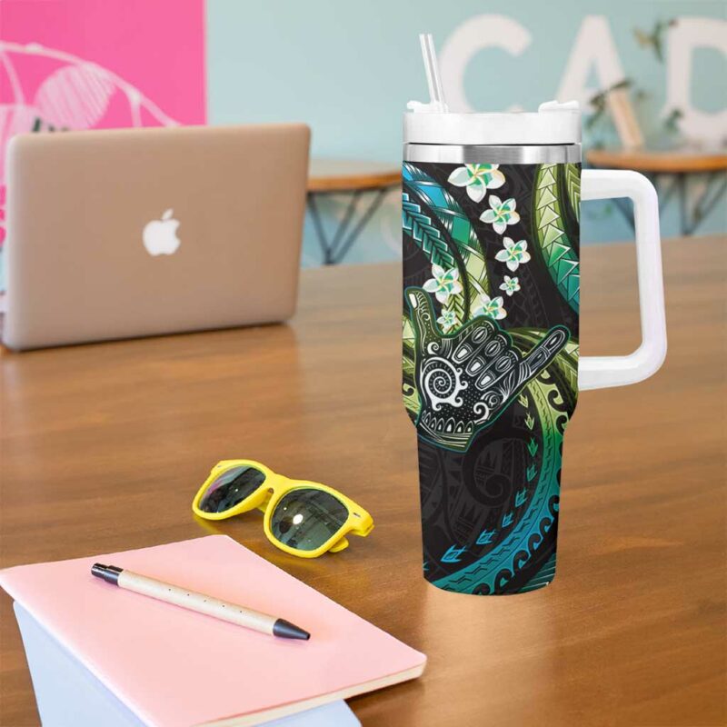 Hawaii Shaka Sign Custom Stanley Quencher 40oz Stainless Steel Tumbler With Handle - Threewoofs - Image 5