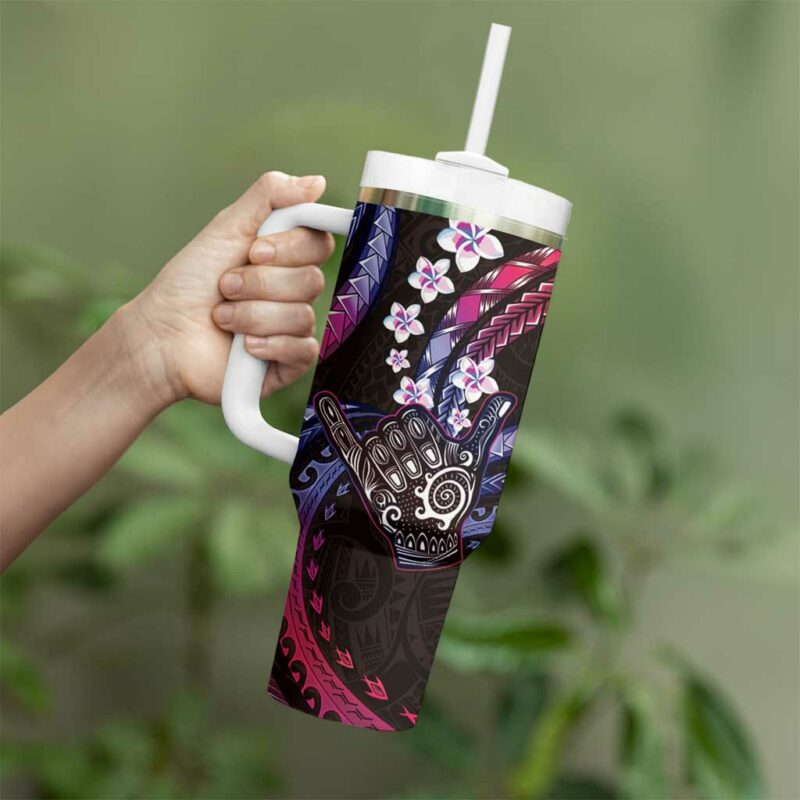 Hawaii Shaka Sign Custom Stanley Quencher 40oz Stainless Steel Tumbler With Handle - Threewoofs - Image 3
