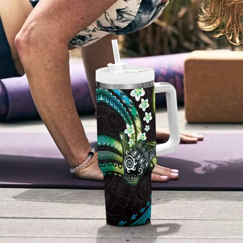 Hawaii Shaka Sign Custom Stanley Quencher 40oz Stainless Steel Tumbler With Handle - Threewoofs - Image 6