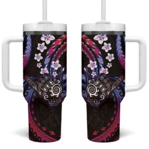 Hawaii Shaka Sign Custom Stanley Quencher 40oz Stainless Steel Tumbler With Handle - Threewoofs