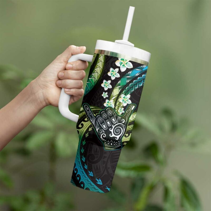 Hawaii Shaka Sign Custom Stanley Quencher 40oz Stainless Steel Tumbler With Handle - Threewoofs - Image 3