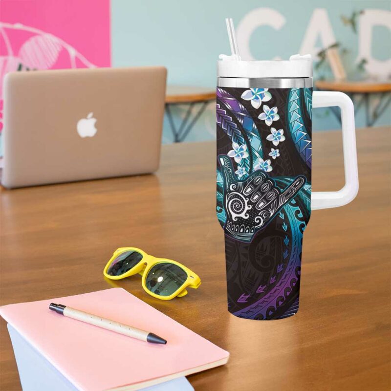 Hawaii Shaka Sign Custom Stanley Quencher 40oz Stainless Steel Tumbler With Handle - Threewoofs - Image 5