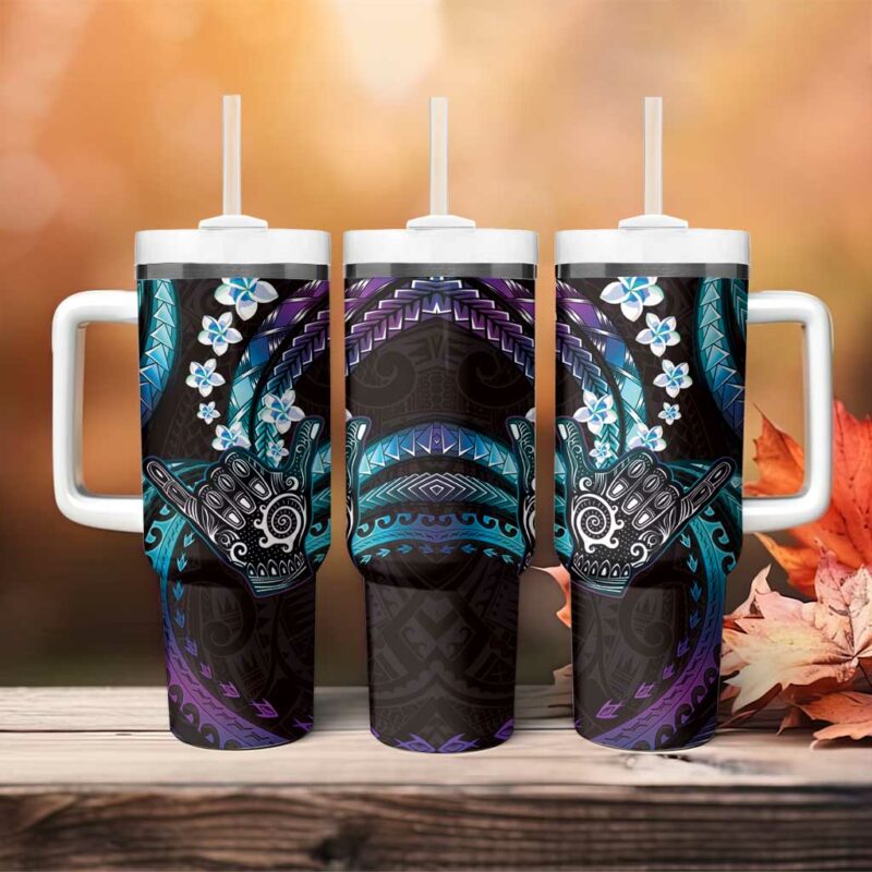 Hawaii Shaka Sign Custom Stanley Quencher 40oz Stainless Steel Tumbler With Handle - Threewoofs - Image 4