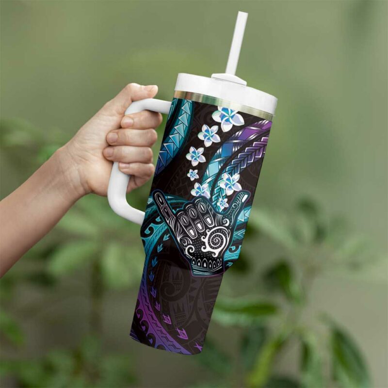Hawaii Shaka Sign Custom Stanley Quencher 40oz Stainless Steel Tumbler With Handle - Threewoofs - Image 3