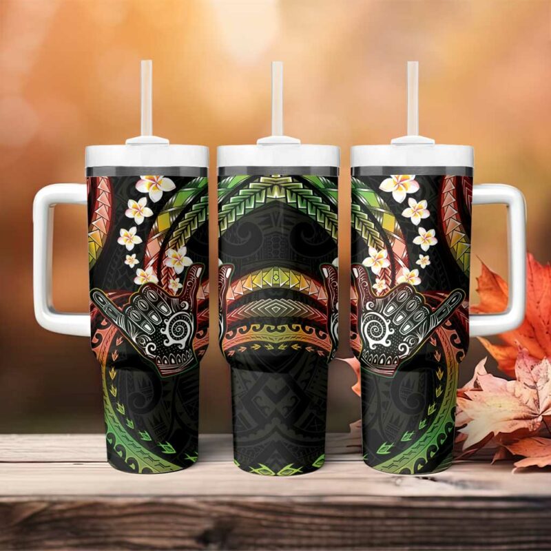Hawaii Shaka Sign Custom Stanley Quencher 40oz Stainless Steel Tumbler With Handle - Threewoofs - Image 4