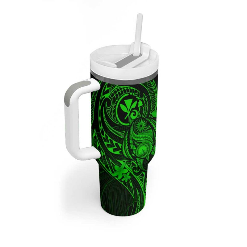 Hawaii Turtle Mix Polynesian Plumeria Green Custom Stanley Quencher 40oz Stainless Steel Tumbler With Handle - Threewoofs - Image 2