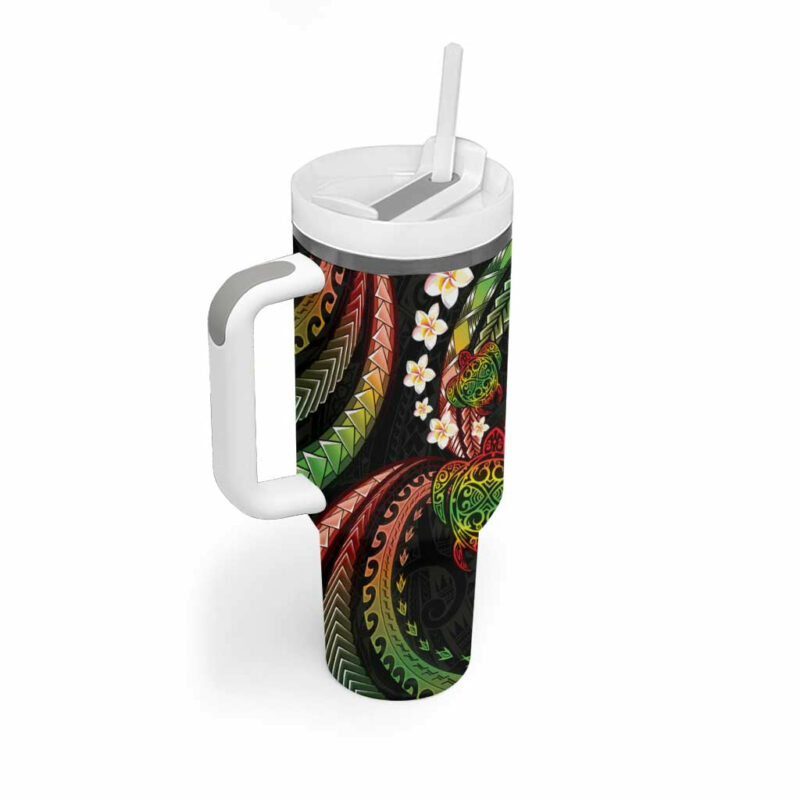 Hawaii Turtles Plumeria Custom Stanley Quencher 40oz Stainless Steel Tumbler With Handle - Threewoofs - Image 2
