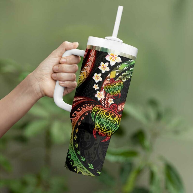Hawaii Turtles Plumeria Custom Stanley Quencher 40oz Stainless Steel Tumbler With Handle - Threewoofs - Image 3