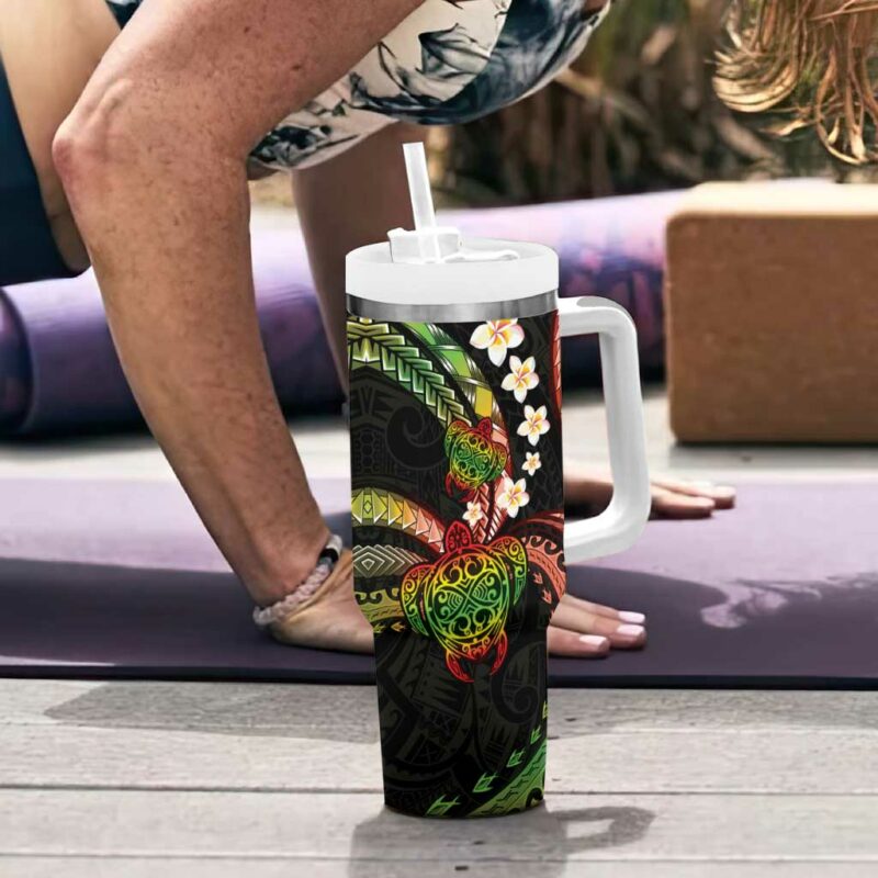 Hawaii Turtles Plumeria Custom Stanley Quencher 40oz Stainless Steel Tumbler With Handle - Threewoofs - Image 6