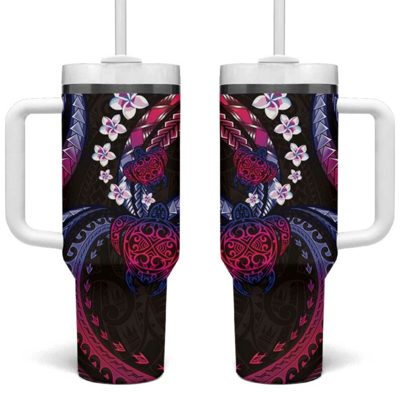 Hawaii Turtles Plumeria Custom Stanley Quencher 40oz Stainless Steel Tumbler With Handle - Threewoofs