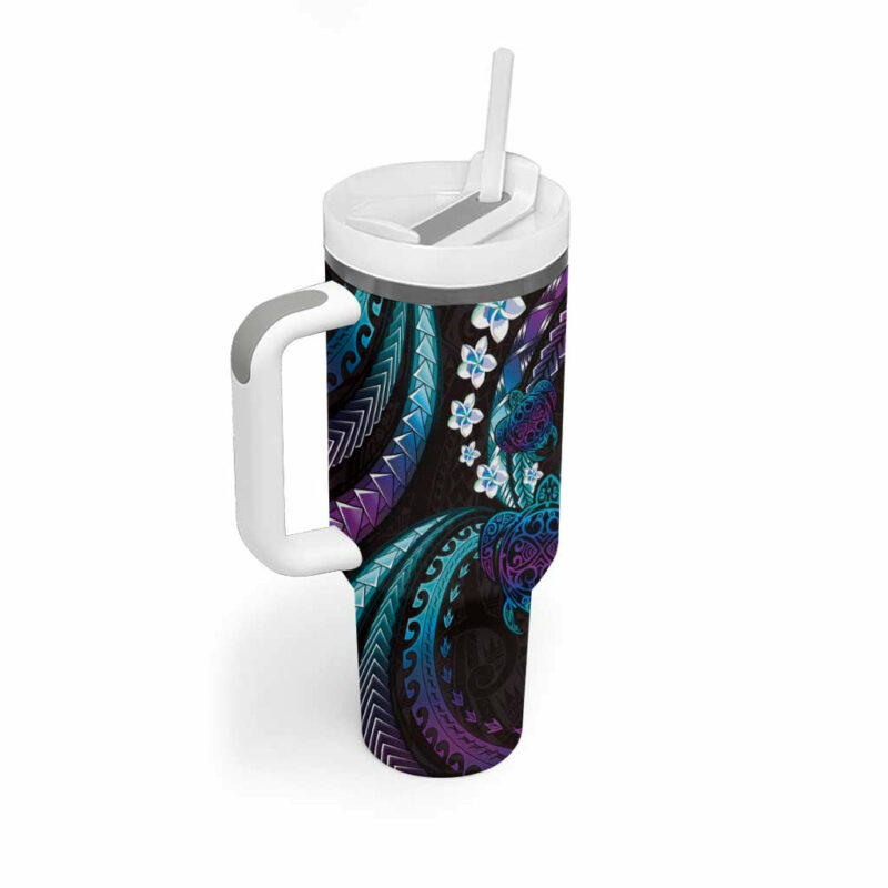 Hawaii Turtles Plumeria Custom Stanley Quencher 40oz Stainless Steel Tumbler With Handle - Threewoofs - Image 2