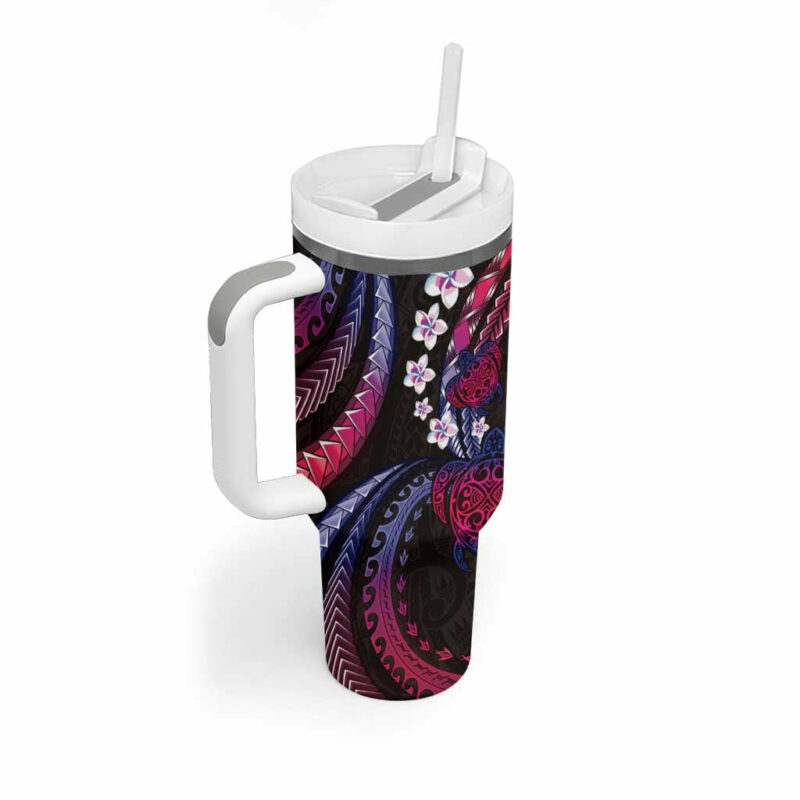 Hawaii Turtles Plumeria Custom Stanley Quencher 40oz Stainless Steel Tumbler With Handle - Threewoofs - Image 2