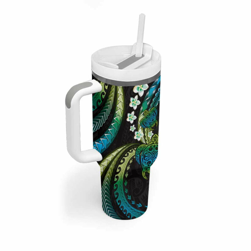 Hawaii Turtles Plumeria Custom Stanley Quencher 40oz Stainless Steel Tumbler With Handle - Threewoofs - Image 2