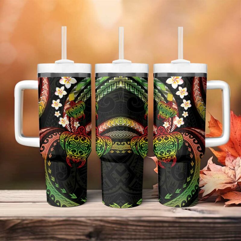 Hawaii Turtles Plumeria Custom Stanley Quencher 40oz Stainless Steel Tumbler With Handle - Threewoofs - Image 4