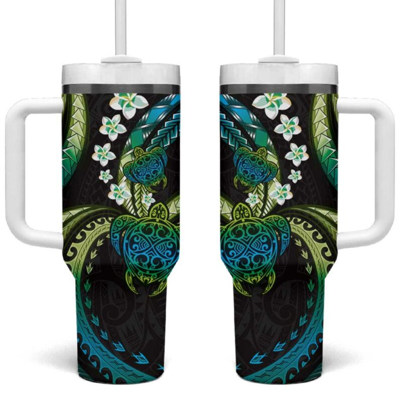 Hawaii Turtles Plumeria Custom Stanley Quencher 40oz Stainless Steel Tumbler With Handle - Threewoofs