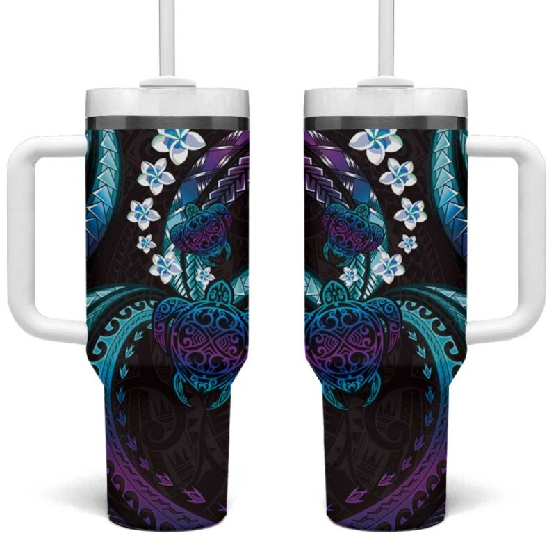 Hawaii Turtles Plumeria Custom Stanley Quencher 40oz Stainless Steel Tumbler With Handle - Threewoofs