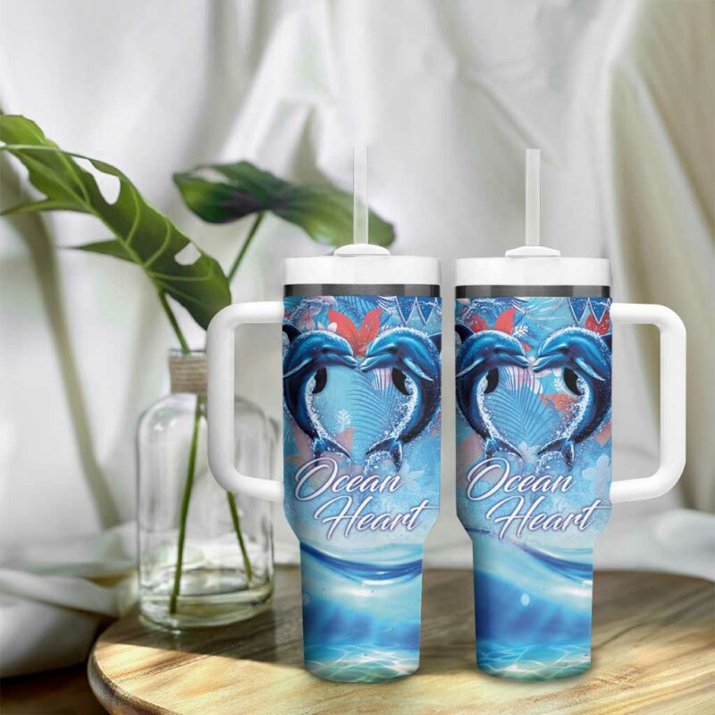 Hawaiian Dolphin Love Ocean Heart Custom Stanley Quencher 40oz Stainless Steel Tumbler With Handle - Threewoofs - Image 9