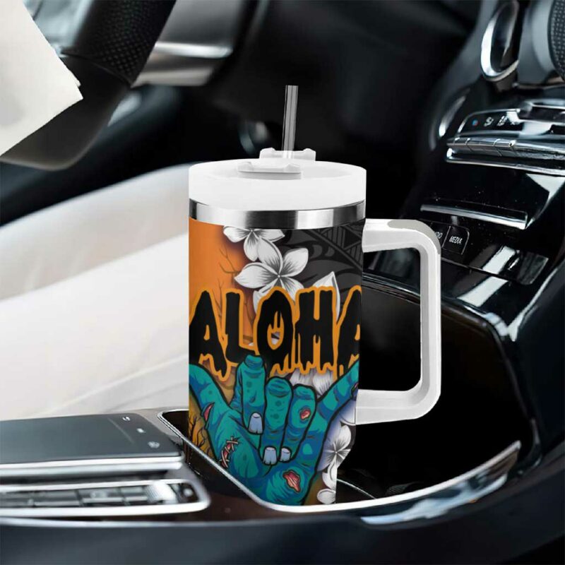 Hawaiian Halloween Horror Shaka Hand Custom Stanley Quencher 40oz Stainless Steel Tumbler With Handle - Threewoofs - Image 8