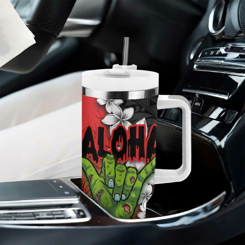 Hawaiian Halloween Horror Shaka Hand Custom Stanley Quencher 40oz Stainless Steel Tumbler With Handle - Threewoofs - Image 8