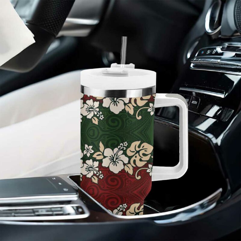 Hawaiian Hibiscus Christmas Color Custom Stanley Quencher 40oz Stainless Steel Tumbler With Handle - Threewoofs - Image 8