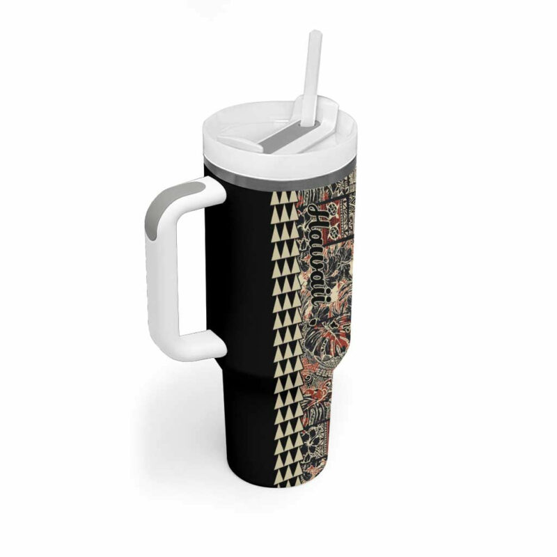 Hawaiian Quilt Hibiscus Kakau Vintage Custom Stanley Quencher 40oz Stainless Steel Tumbler With Handle - Threewoofs - Image 2