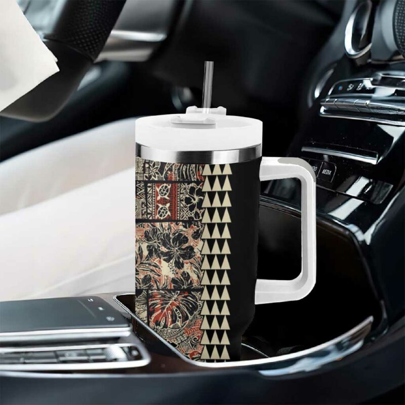 Hawaiian Quilt Hibiscus Kakau Vintage Custom Stanley Quencher 40oz Stainless Steel Tumbler With Handle - Threewoofs - Image 8
