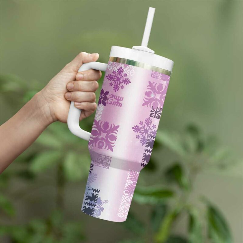 Hawaiian Quilt Vintage Galaxy Custom Stanley Quencher 40oz Stainless Steel Tumbler With Handle - Threewoofs - Image 3
