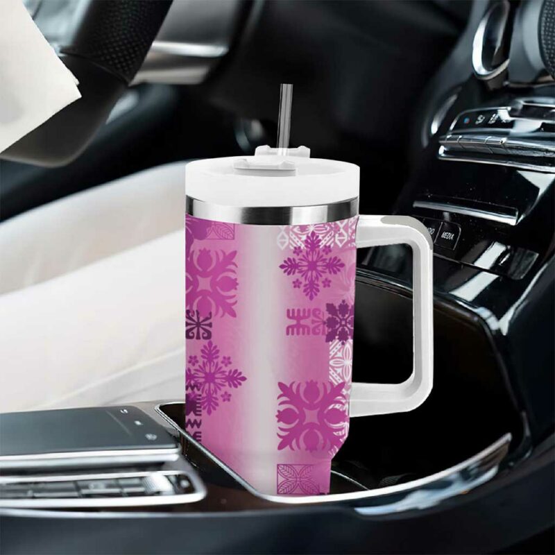 Hawaiian Quilt Vintage Pink Custom Stanley Quencher 40oz Stainless Steel Tumbler With Handle - Threewoofs - Image 8