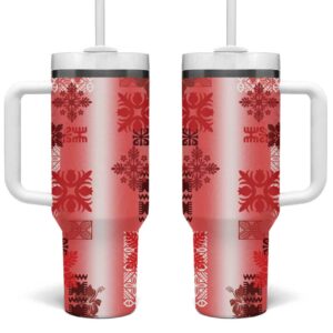 Hawaiian Quilt Vintage Red Custom Stanley Quencher 40oz Stainless Steel Tumbler With Handle - Threewoofs