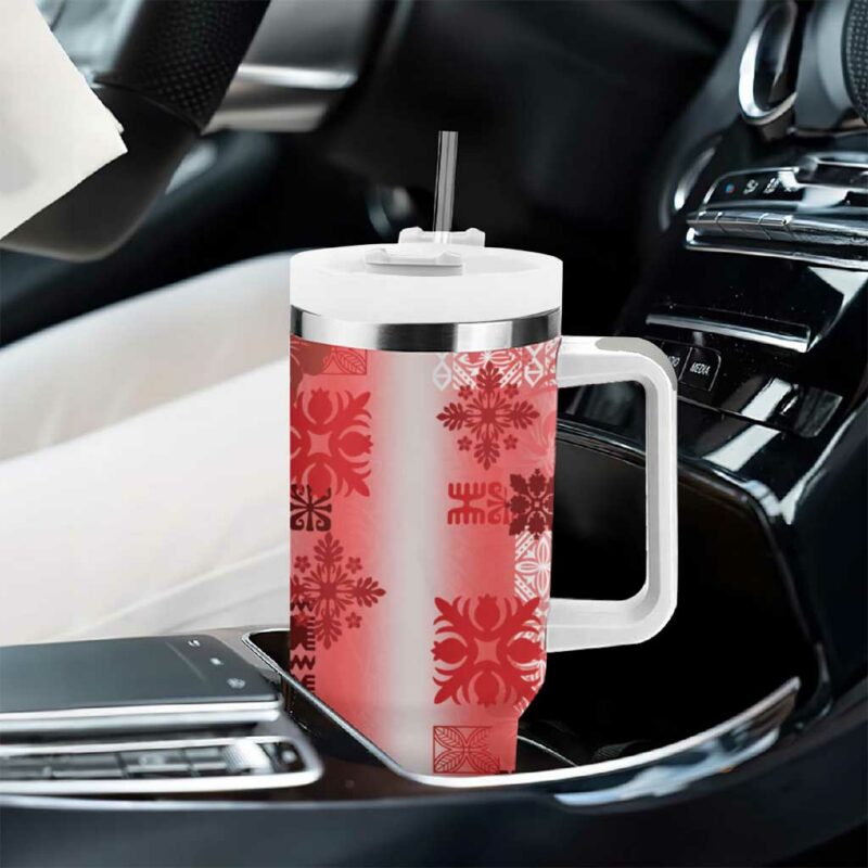 Hawaiian Quilt Vintage Red Custom Stanley Quencher 40oz Stainless Steel Tumbler With Handle - Threewoofs - Image 8