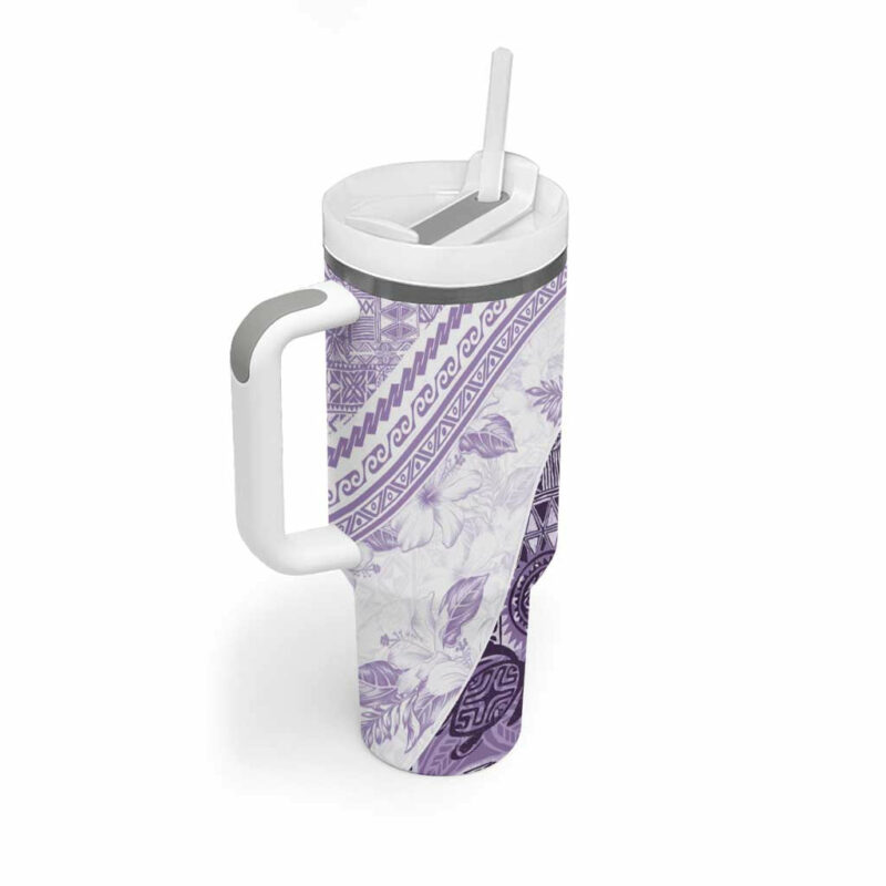 Hawaiian Tapa Traditional Vintage Violet Custom Stanley Quencher 40oz Stainless Steel Tumbler With Handle - Threewoofs - Image 2