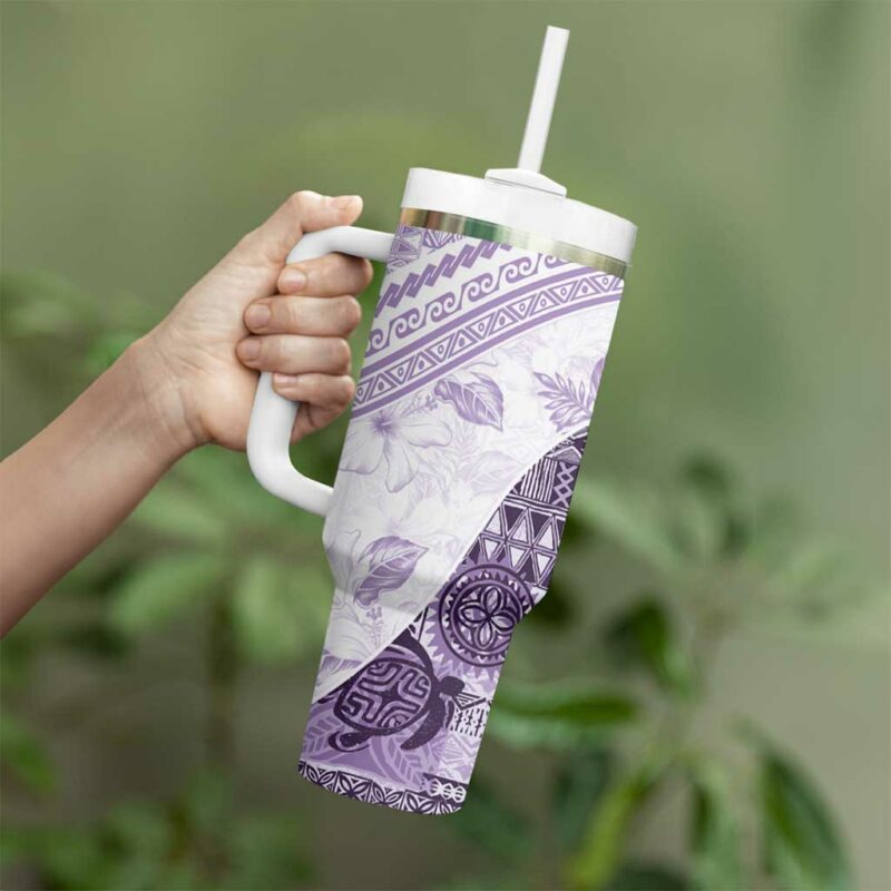 Hawaiian Tapa Traditional Vintage Violet Custom Stanley Quencher 40oz Stainless Steel Tumbler With Handle - Threewoofs - Image 3