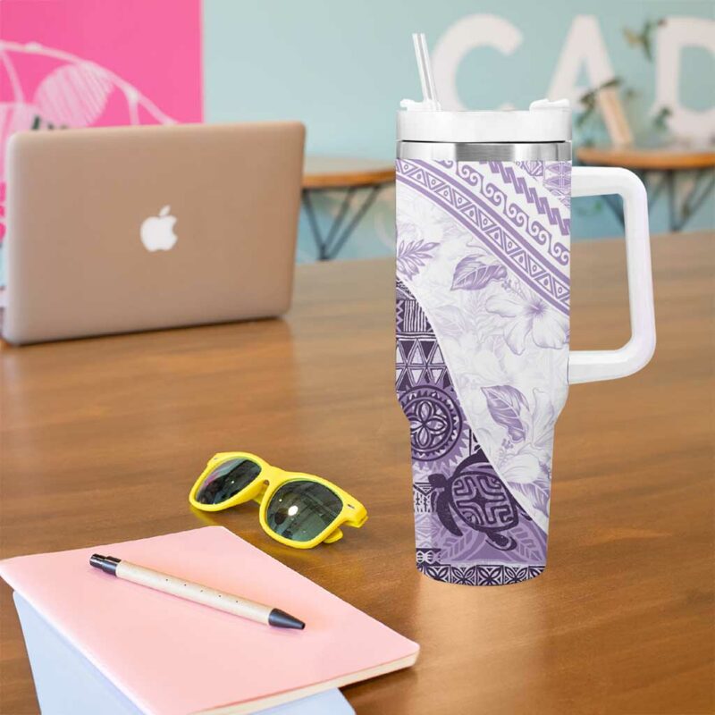 Hawaiian Tapa Traditional Vintage Violet Custom Stanley Quencher 40oz Stainless Steel Tumbler With Handle - Threewoofs - Image 5