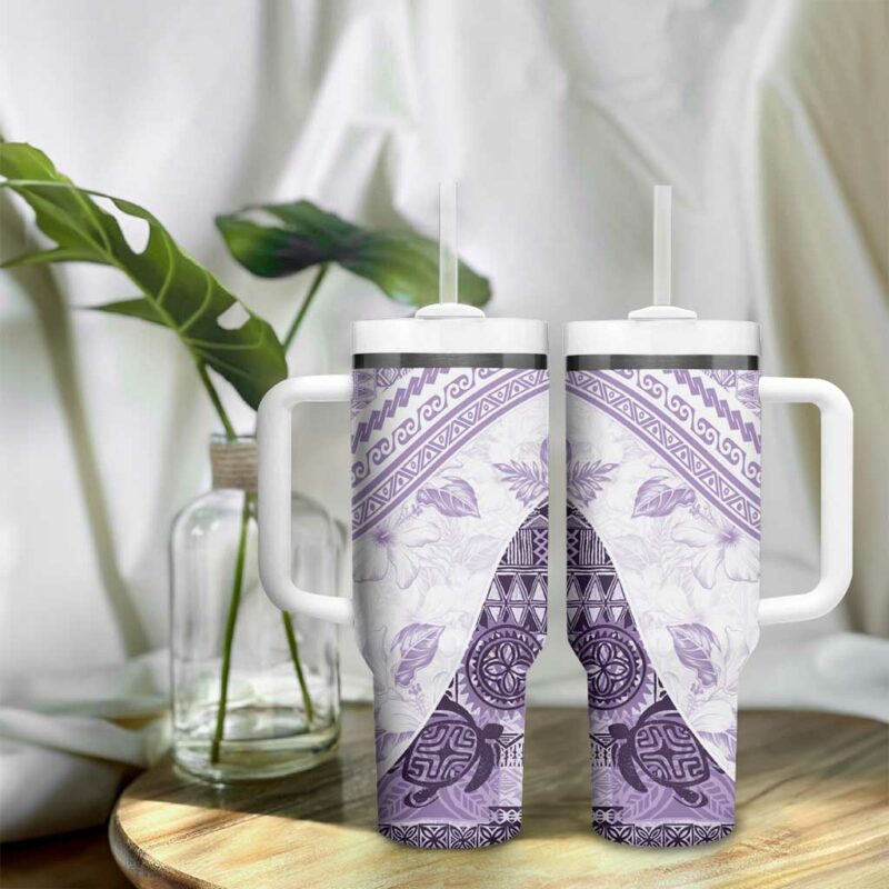 Hawaiian Tapa Traditional Vintage Violet Custom Stanley Quencher 40oz Stainless Steel Tumbler With Handle - Threewoofs - Image 9