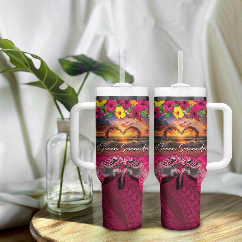 Hawaiian Turtle Love Ocean Serenade Honu Honi Ihu Custom Stanley Quencher 40oz Stainless Steel Tumbler With Handle - Threewoofs - Image 9
