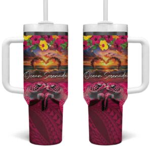 Hawaiian Turtle Love Ocean Serenade Honu Honi Ihu Custom Stanley Quencher 40oz Stainless Steel Tumbler With Handle - Threewoofs