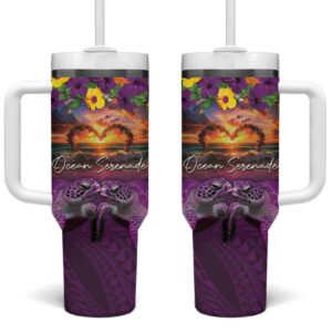 Hawaiian Turtle Love Ocean Serenade Honu Honi Ihu Custom Stanley Quencher 40oz Stainless Steel Tumbler With Handle - Threewoofs