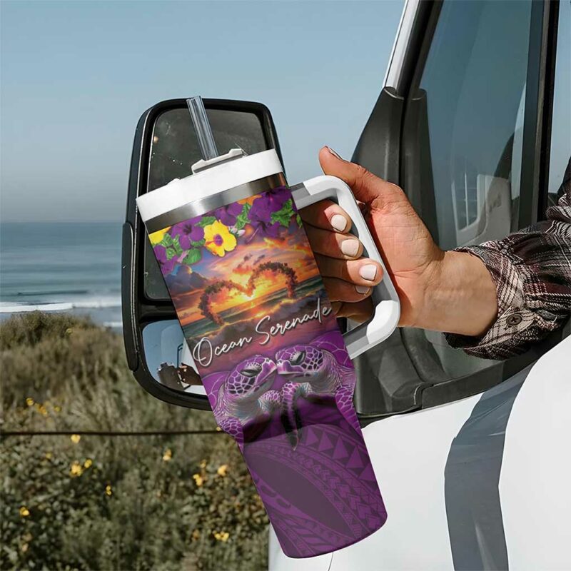 Hawaiian Turtle Love Ocean Serenade Honu Honi Ihu Custom Stanley Quencher 40oz Stainless Steel Tumbler With Handle - Threewoofs - Image 7