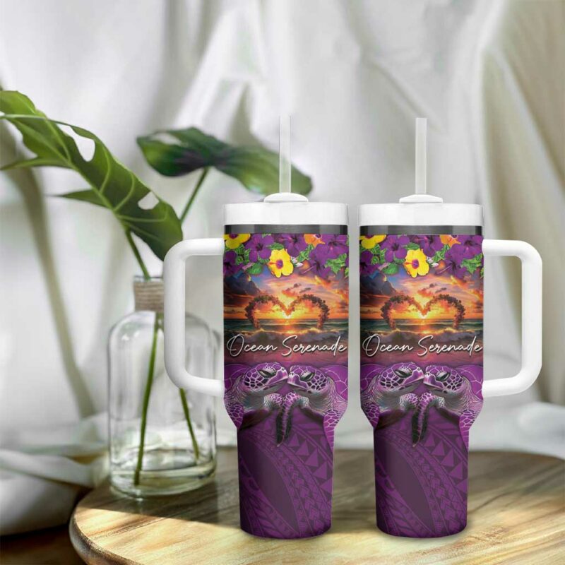 Hawaiian Turtle Love Ocean Serenade Honu Honi Ihu Custom Stanley Quencher 40oz Stainless Steel Tumbler With Handle - Threewoofs - Image 9