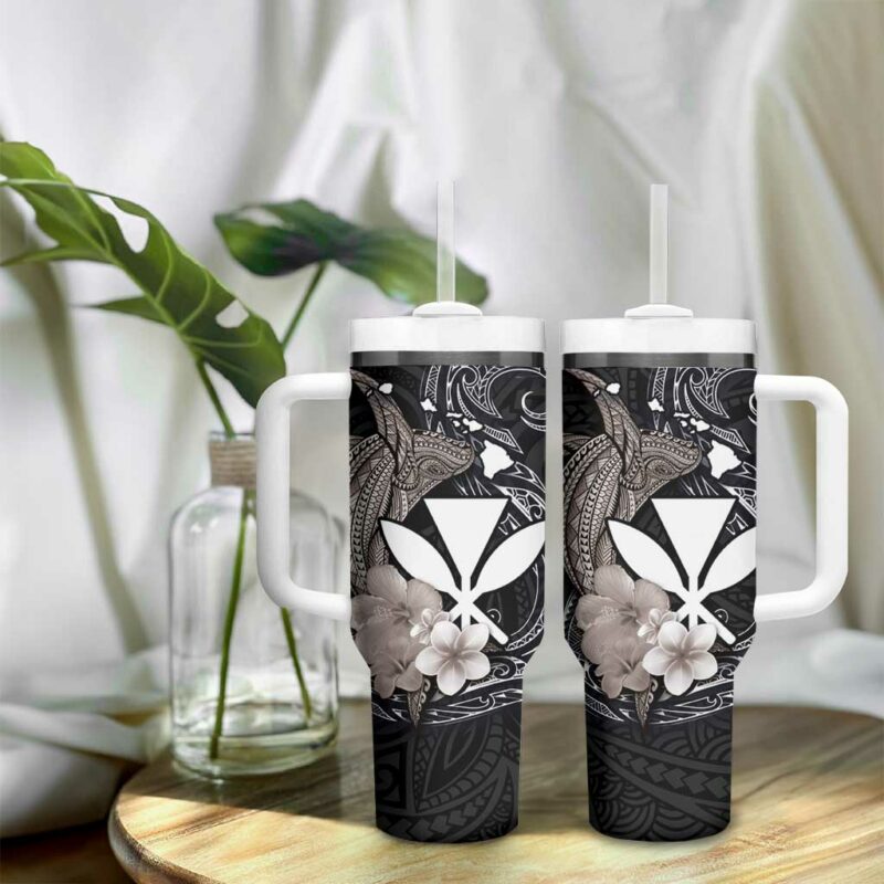 Hawaiian Whale and Kanaka Maoli Symbol Hibiscus Custom Stanley Quencher 40oz Stainless Steel Tumbler With Handle - Threewoofs - Image 8