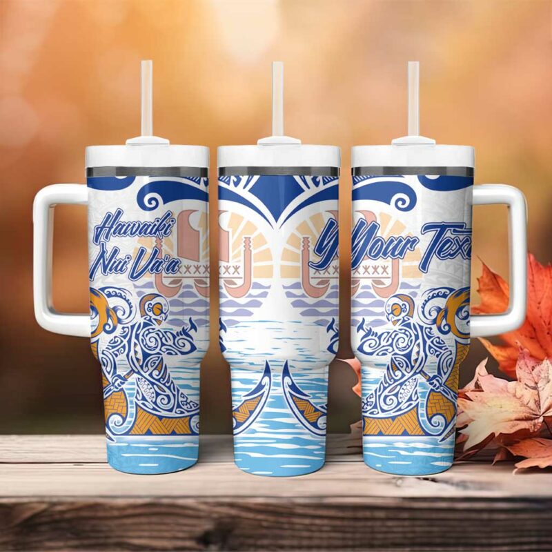 Hawaiki Nui Va‚Äôa Solo French Polynesia Blue Color Custom Stanley Quencher 40oz Stainless Steel Tumbler With Handle - Threewoofs - Image 4